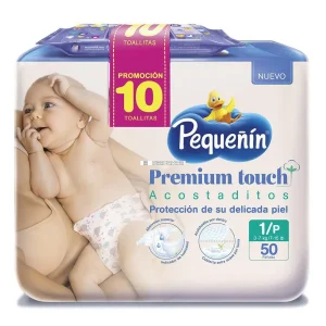 PAÑAL PEQUEÑÍN RECIÉN NACIDO PREMIUM TOUCH PQX50UND + 10 TOALLITAS