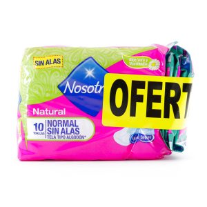 TOALLA NOSOTRAS NORMAL TELA SIN ALAS PX10 (GRATIS 5 NOSOTRAS DIARIO LARGOS) (PRODUCTOS FAMILIA)
