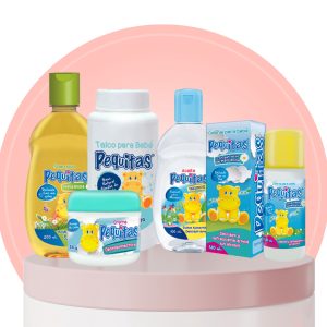 MINI PAÑALERA PEQUITAS (TALCO 80G-ACEITE 100ML-SHAMPOO 100ML-CREMA LIQUI 100ML-CREMA DERMO 30G-COLONIA 130ML)