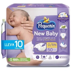 PAÑAL PEQUEÑIN NEW BABY RECIEN NACIDO ETAPA 0 PQX50 UND + 10 TOALLITAS RECIEN NACIDO(PRODUCTOS FAMILIA)