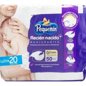 PAÑAL PEQUEÑIN RECIEN NACIDO PQX 50 UND+20 TOALLITAS RN(PRODUCTOS FAMILIA)