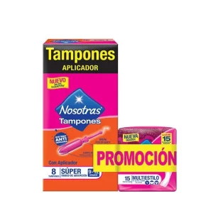 TAMPON SUPER CON APLICADOR PQX8 + 15 PROTECTORES MULTIESTILO