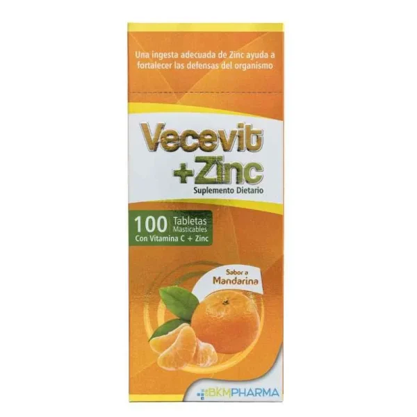 VECEVIT +ZINC CAJ X100 TAB MANDARINA (BKM) (VITAMINA C 500MG)