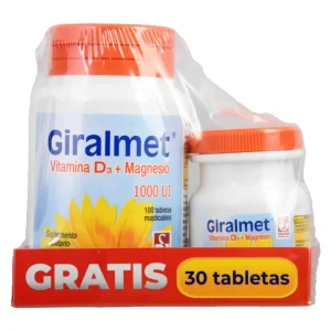 VITAMINA D3+MAGNESIO TAB MAST 1000UI 80MG FCX100 GRATIS FCX30(GIRALMET) CHICLE