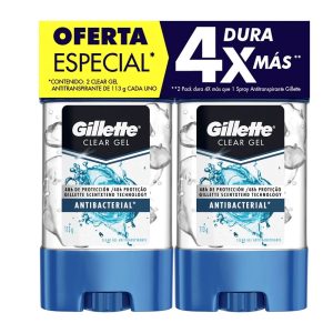 DESODORANTE GILLETTE GEL ANTIBACTERIAL X 113 GR X 2 P.ESP