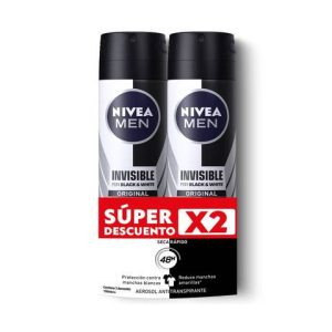 DESODORANTE NIVEA AEROSOL MEN INVISIBLE BLACK Y WHITE X 150 ML X 2 SUPER DESCUENTO