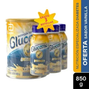 GLUCERNA POLVO VAINILLA X 850 GR GRATIS 3 GLUCERNA LIQUIDO VAINILLA X 237 ML
