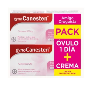 GYNOCANESTEN CLOTRIMAZOL 2% CREMA VAGINAL X 20 GR + GYNOCANESTEN 500 MG X 1 OVULO PRECIO ESPECIAL