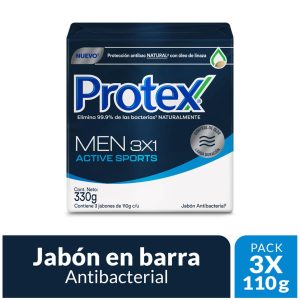 JABON BARRA PROTEX FOR MEN SPORT X 110 GR X 3 UND