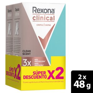 OFERTA DESODORANTE CREMA REXONA CLINICAL CLEAN SCENT X 48 GR PAGUE 1 LLEVE 2
