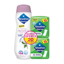 OFERTA JABON INTIMO NOSOTRAS SENSITI-V X 200 ML + 20 PROTECTORES