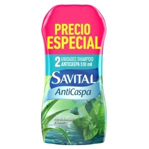 SHAMPOO SAVITAL ANTICASPA MENTA EUCALIPTO Y SABILA X 550 ML X 2 UND PRECIO ESPECIAL
