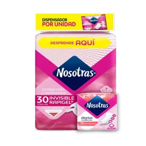 TOALLAS NOSOTRAS INVISIBLE RAPIGEL ALAS X 30 UND GRATIS OBSEQUIO