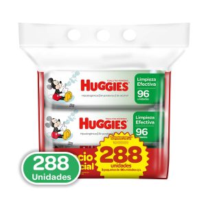 TOALLAS HUMEDAS HUGGIES LIMPIEZA EFECTIVA X 288 UND PRECIO ESPECIAL