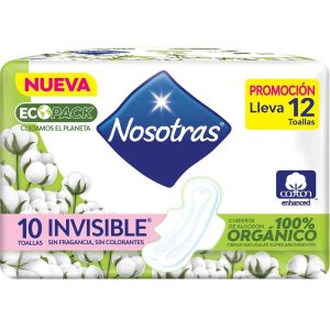 TOALLAS NOSOTRAS INVISIBLE ORGANICA ALAS X 10 UNIDADES GRATIS OBSEQUIO
