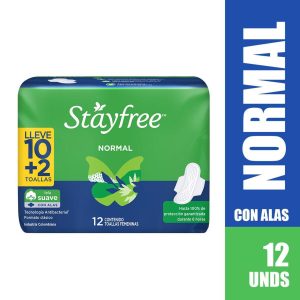 TOALLAS STAYFREE NORMAL SUAVE ALAS X 12 UND