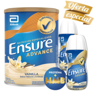ENSURE ADVANCE - LATA x 400 GR VAINILLA - GRATIS 2 ENSURE ADVANCE - BOTELLA x 220 ML VAINILLA - OFERTA