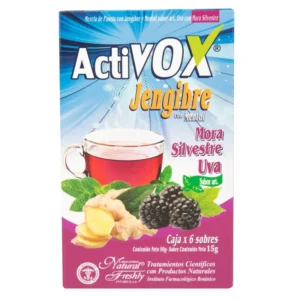 ACTIVOX JENGIBRE/MORA SILVESTRE UVA POLVO PARA SLN ORAL CALIENTE - CAJA x 6 SOBRES x 15 GR C/U