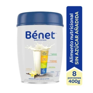 BENET ALIMENTO EN POLVO SABOR VAINILLA - LATA x 400 GR - SIN AZUCAR-
