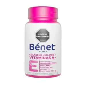 BENET GOMAS COLAGENO + BIOTINA - VIAMINA E - FCO x 60 GOMAS - SABOR FRUTOS ROJOS