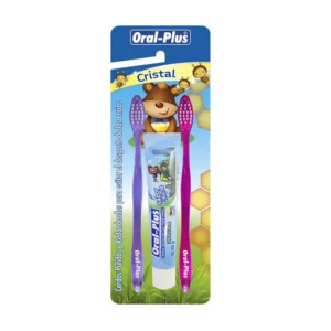 CEPILLO CRISTAL DUO NIÑO + CREMA DENTAL EN GEL SIN FLUOR ORAL PLUS x 30 GR - SABOR CHICLE