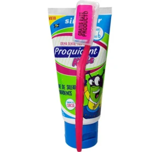 CREMA DENTAL PROQUIDENT KIDS SABOR CHICLE - TUBO x 75 ML (100 GR) FUCSIA - GRATIS CEPILLO INFANTIL