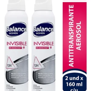 DESOD/ANTITRANS. BALANCE WOMEN INVISIBLE AEROSOL x 2 FCOS x 160 ML C/U - OFERTA
