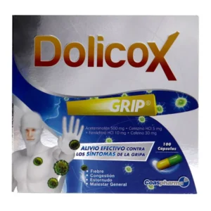 DOLICOX GRIP ACETAMINOFEN/CAFEINA/CETIRIZINA/FENILFRINA X 100 CAP