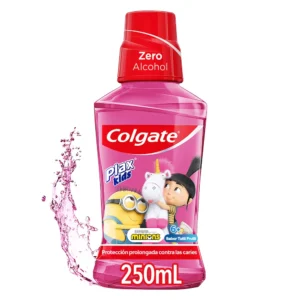 ENJUAGUE BUCAL COLGATE PLAX KIDS MINIONS ROSADO - FCO x 250 ML - SABOR TUTTI FRUTTI