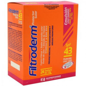 FILTRODERM PROTECTOR SOLAR 43 SPF EMULSIÓN - CAJA x 24 SACHETS x 10 GR