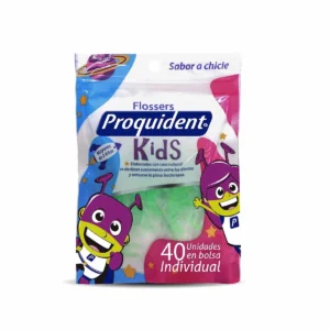 FLOSSERS KIDS PROQUIDENT PARA MAYORES DE 2 AÑOS - BOLSA x 40 UNID SABOR A CHICLE