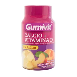 GUMIVIT CALCIO y VITAMINA D GOMITAS SABOR MELOCOTON-NATA - FCO x 60 GOMITAS (125 GR)