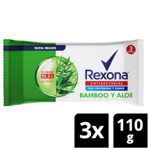 JABON BARRA REXONA ANTIBACTERIAL BAMBOO Y ALOE X 110 GR X 3 UND