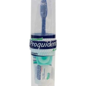 KIT PERSONAL PROQUIDENT ADULTO - ESTUCHE x 1 UNIDAD CON (CREMA DENTAL+CEPILLO DENTAL+SEDA DENTAL) MENTA