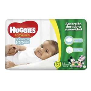 PAÑAL HUGGIES ACTIVE SEC ETAPA 1 RECIEN NACIDO - PQTE x 36 UND