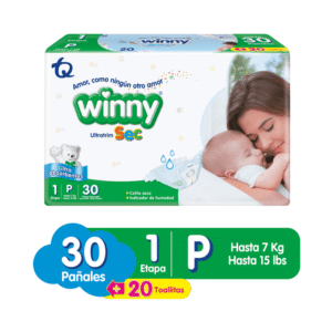 PAÑAL WINNY ULTRAT/SEC ETAPA 1 - PQTE x 30 PAÑALES TRAE 10 TOALLITAS HUMEDAS