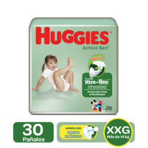 PAÑALES HUGGIES ACTIVE SEC XTRA-FLEX ETAPA 5 XXG/5 - PQTE x 30 PAÑALES