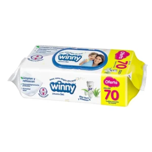 PAÑITOS HUMED WINNY ALOE VERA - ESTUCHE x 50 UND + 20 - OFERTA ESPECIAL