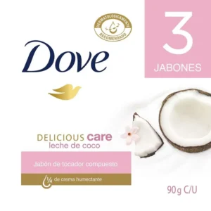 PREPACK JABON DOVE DELICIOUS CARE - LECHE DE COCO - PAQUETE x 3 BARRAS x 90 GR C/U
