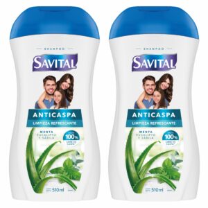 PREPACK x 2 SHAMPOO SAVITAL ANTICASPA LIMPIEZA REFRESCANTE CON MENTA, EUCALIPTO Y SABILA - FCO x 510 ML - PRECIOS ESP.