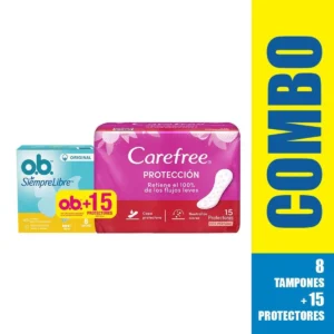 TAMPON O.B MEDIO X 8 U + CAREFREE PORTECTORES X 15 U PRECIO ESPECIAL