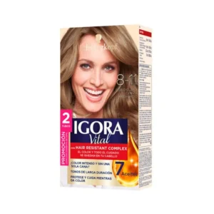 TINTE IGORA VITAL KIT 8-11 RUBIO CLARO CENIZO PROFUNDO DOBLE