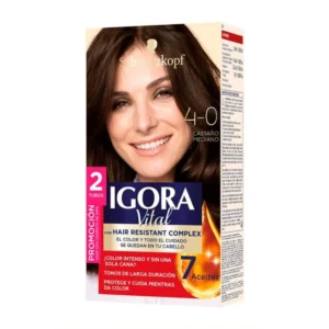 TINTURA IGORA VITAL KIT 4-0 CASTAÑO MEDIANO - CAJA x 1 FCO COLORANTE x 50 ML + FCO OXIGENTA x 50 ML - OFERTA