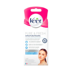 VEET BANDAS DE CERA DEPILA. FACIAL PURE & FRESH - CAJA x 16 BANDAS (4 BANDAS DOBLES) + 3 TOALLITAS