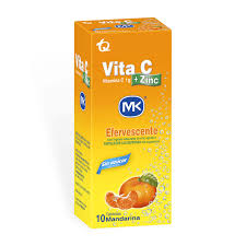 VITAMINA C + ZINC MK 1 GR - CAJA x 2 TUBOS x 10 TAB EFERVECENTES C/U - SABOR MANDARINA - PRECIO ESP.