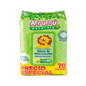 TOALLITAS HUMEDAS ARRURU ALOE & MANZANILLA - PQTE x 70 UND